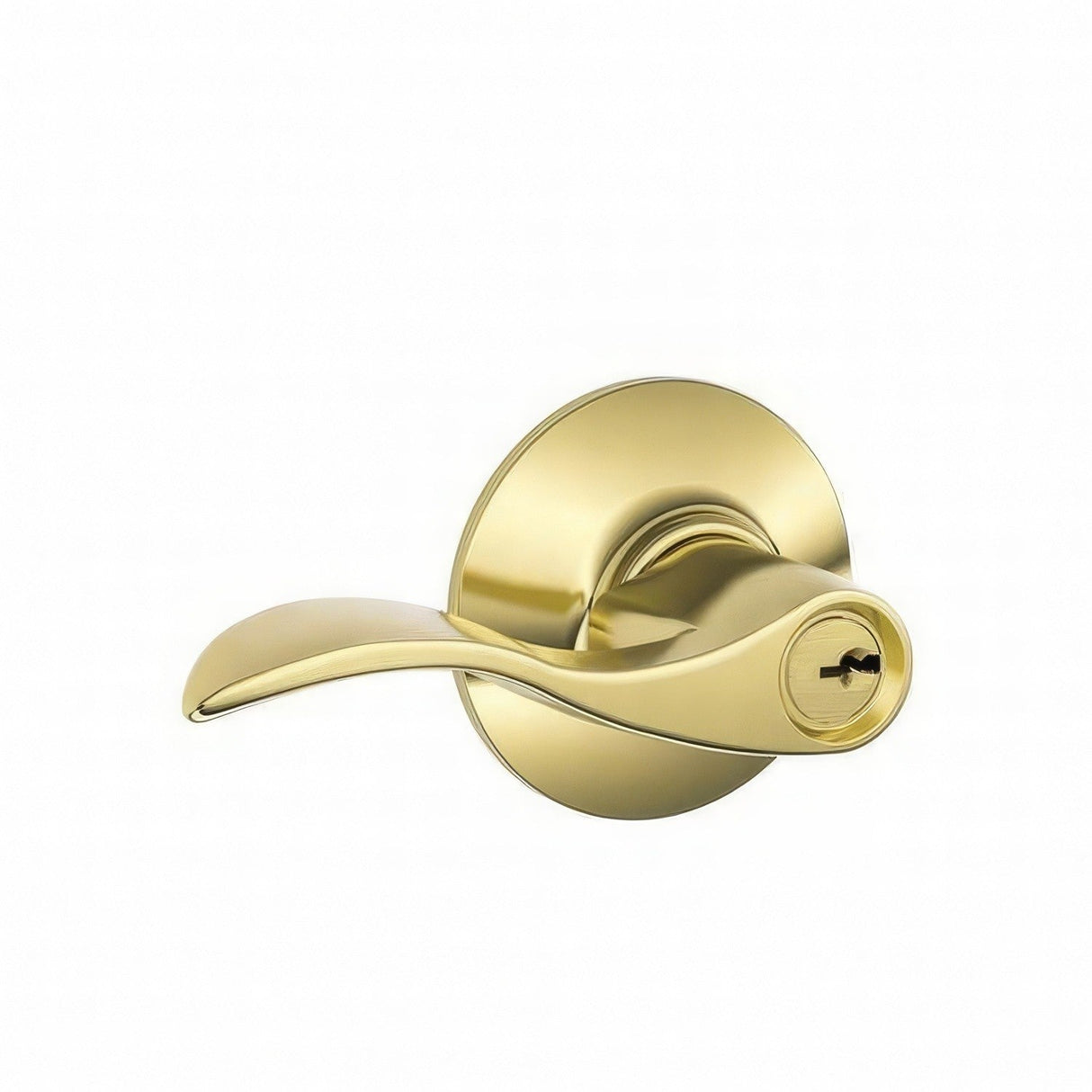 Schlage F51AACC605 polished brass keyed entry door lever