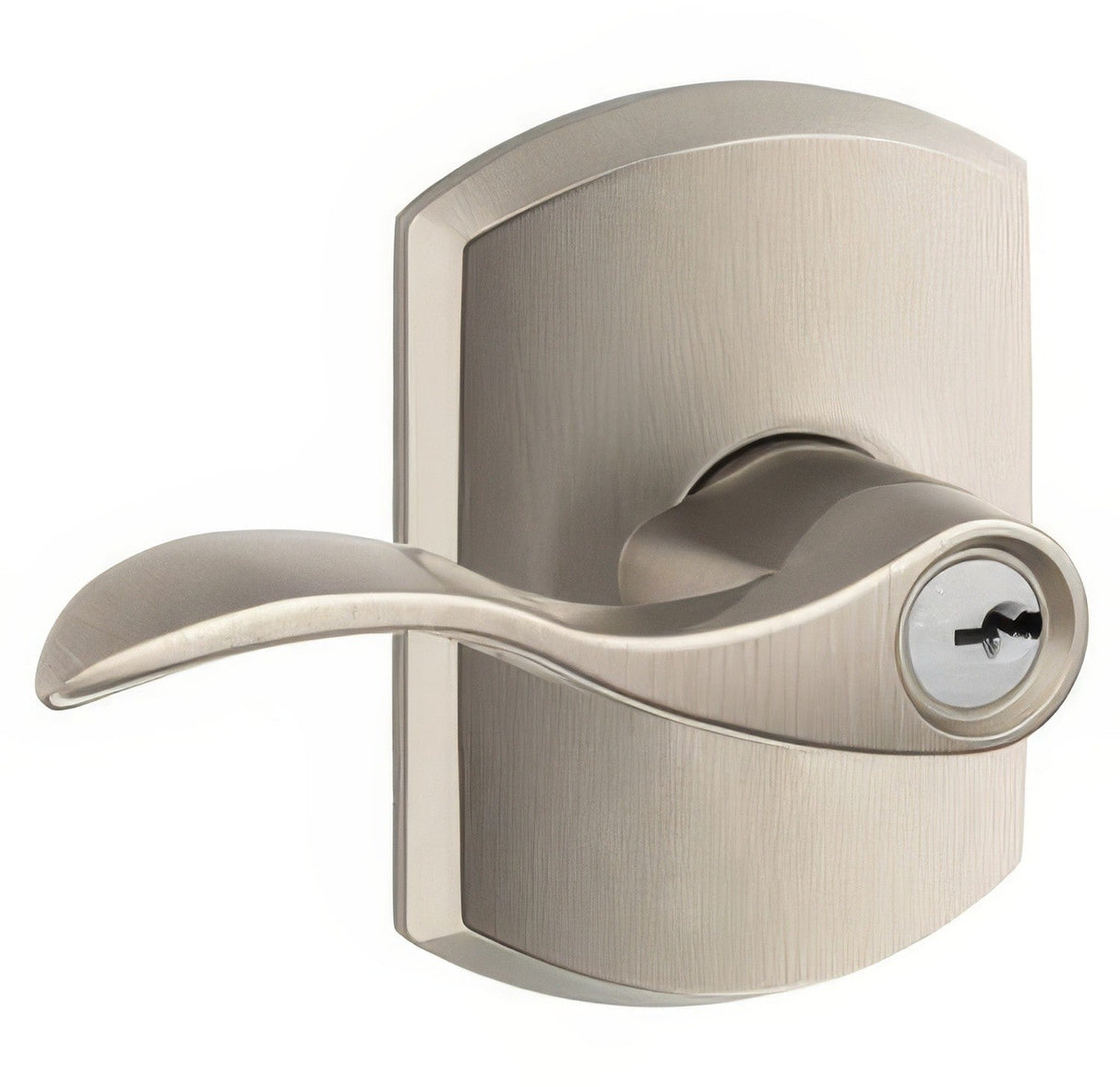 Schlage F51AACC619GRW satin nickel keyed entry door lever