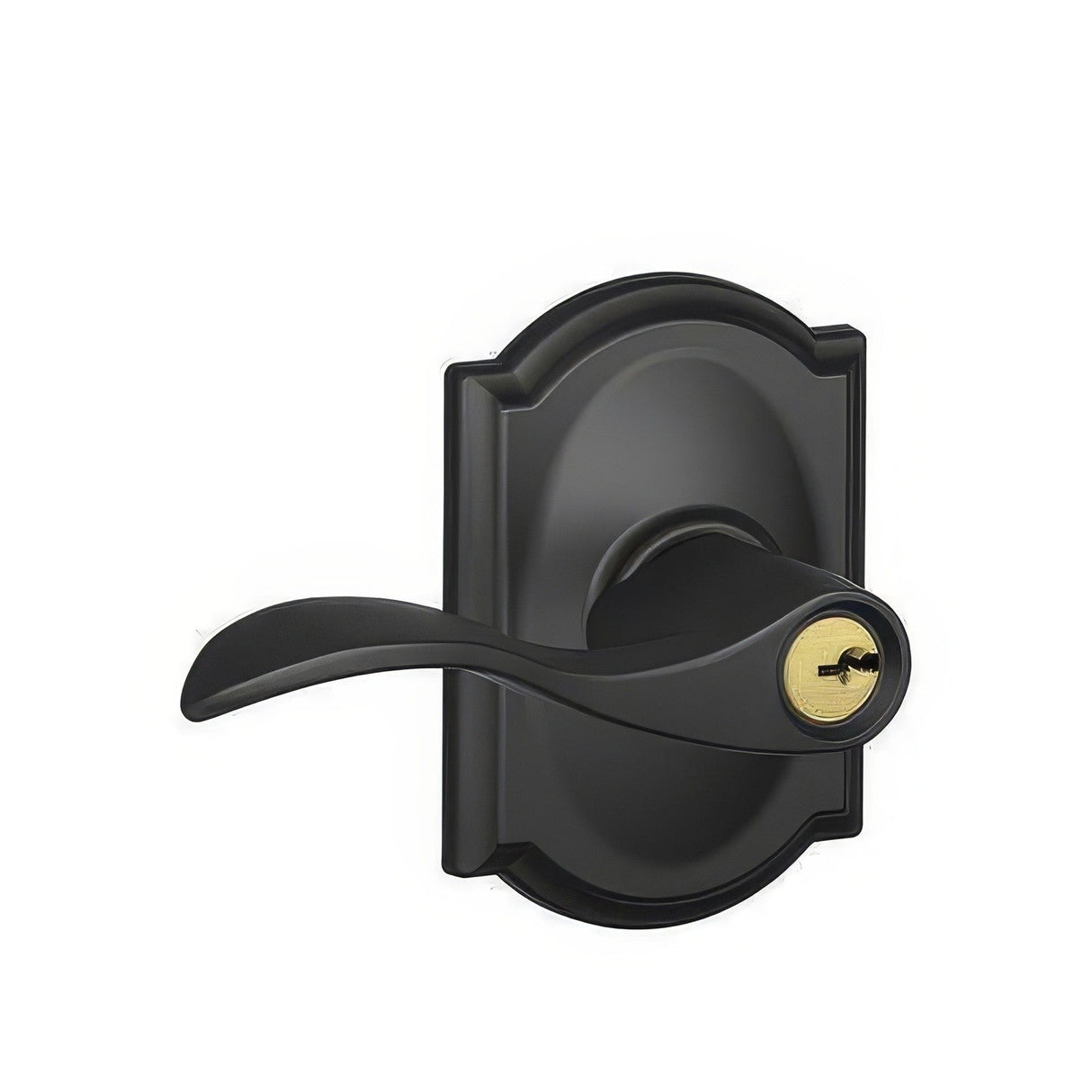 Schlage F51AACC622CAM matte black keyed entry door lever