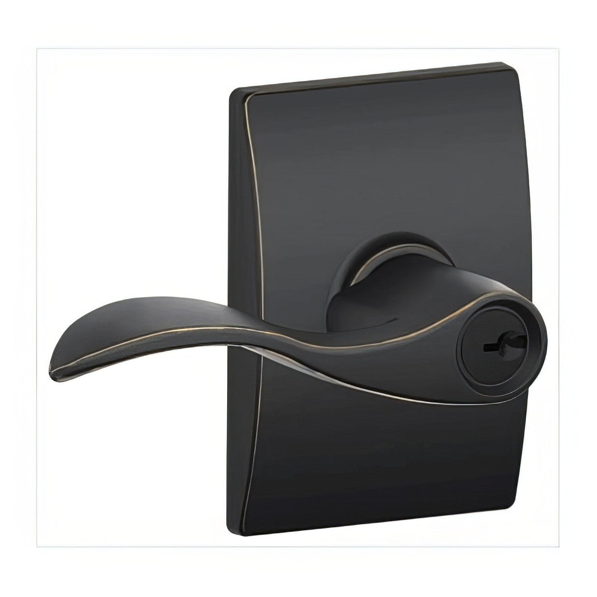 Schlage F51AACC716CEN aged bronze keyed entry door lever