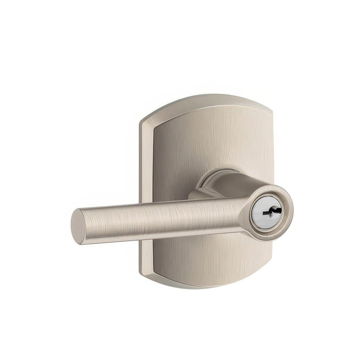 Schlage F51ABRW619GRW satin nickel keyed entry door lever