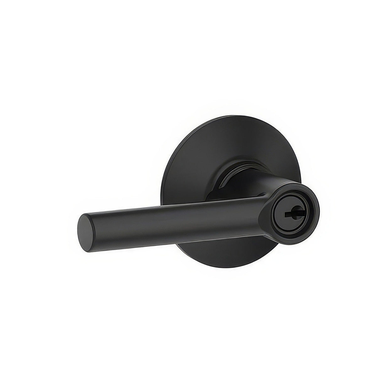Schlage F51ABRW622 matte black keyed entry door lever