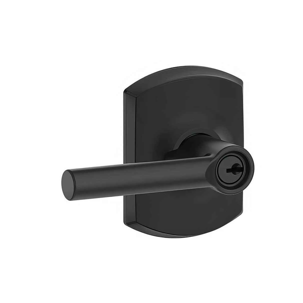 Schlage F51ABRW622GRW matte black keyed entry door lever