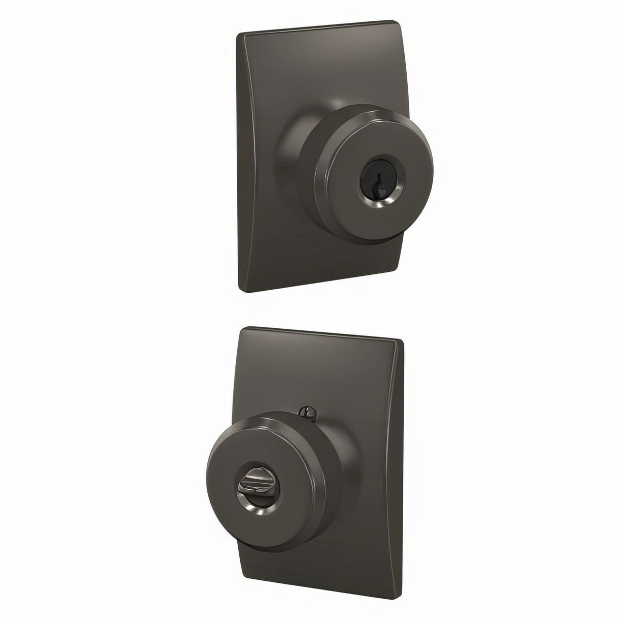 Schlage F51ABWE530CEN black stainless keyed entry door knob