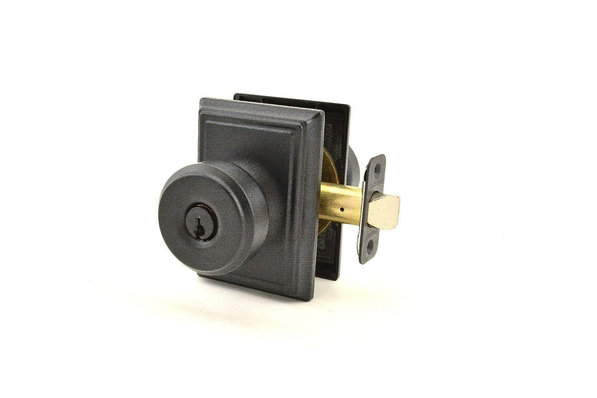 Schlage F51ABWE622ADD matte black keyed entry door knob