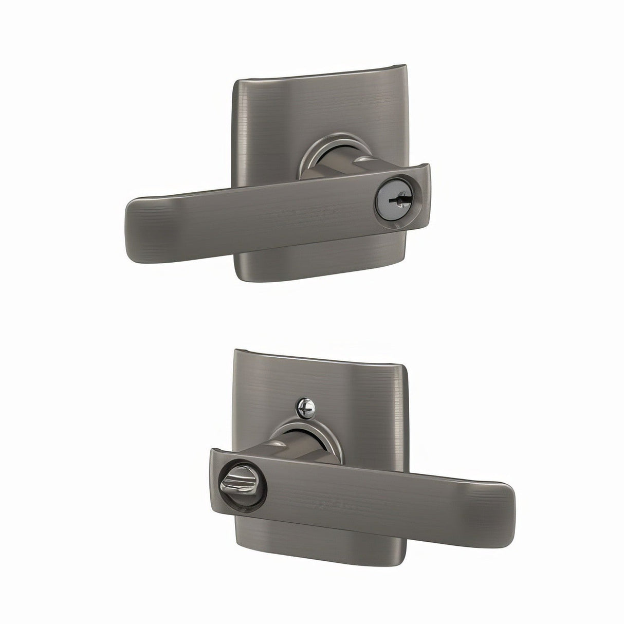 Schlage F51ACYB619DLT satin nickel keyed entry door lever