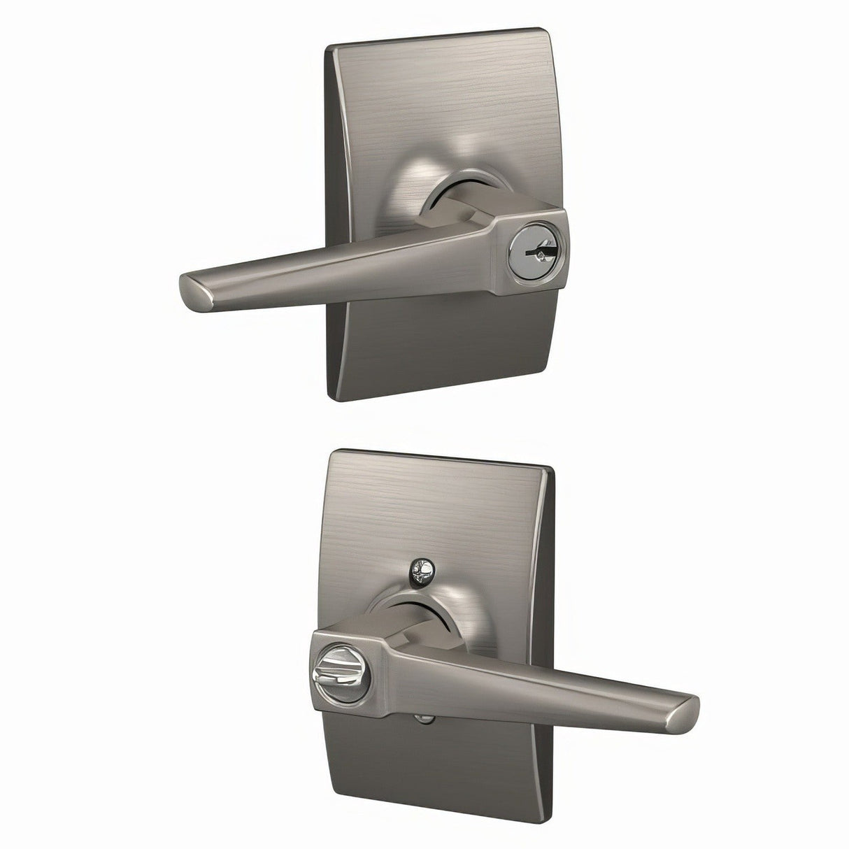 Schlage F51AELR619CEN satin nickel keyed entry door lever