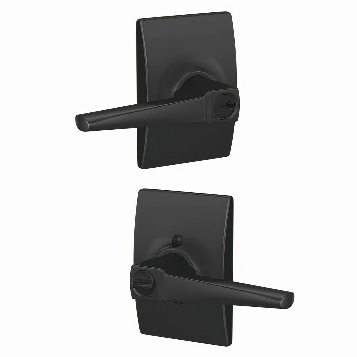 Schlage F51AELR622CEN matte black keyed entry door lever