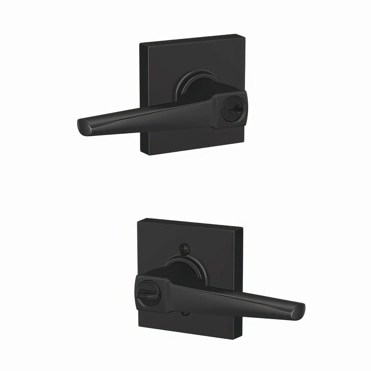 Schlage F51AELR622COL matte black keyed entry door lever