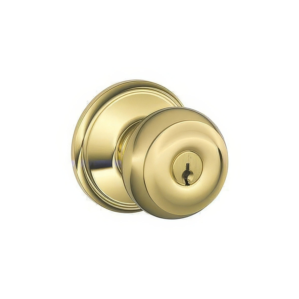 Schlage F51AGEO605 polished brass keyed entry door knob