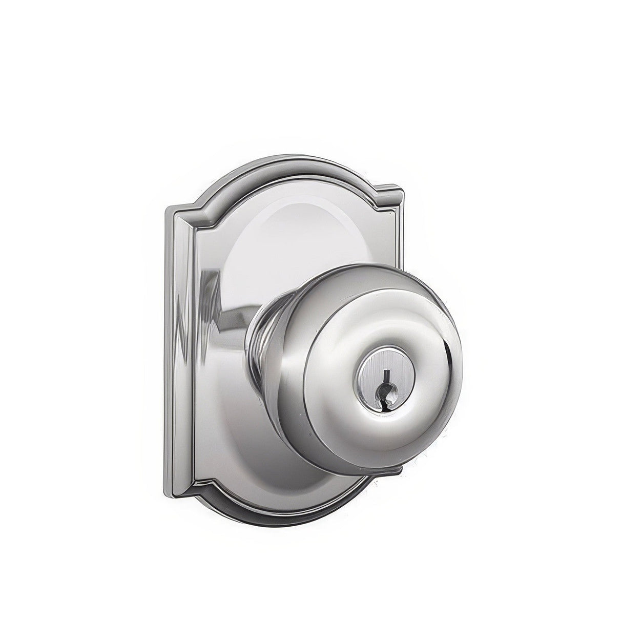 Schlage F51AGEO625CAM polished chrome keyed entry door knob
