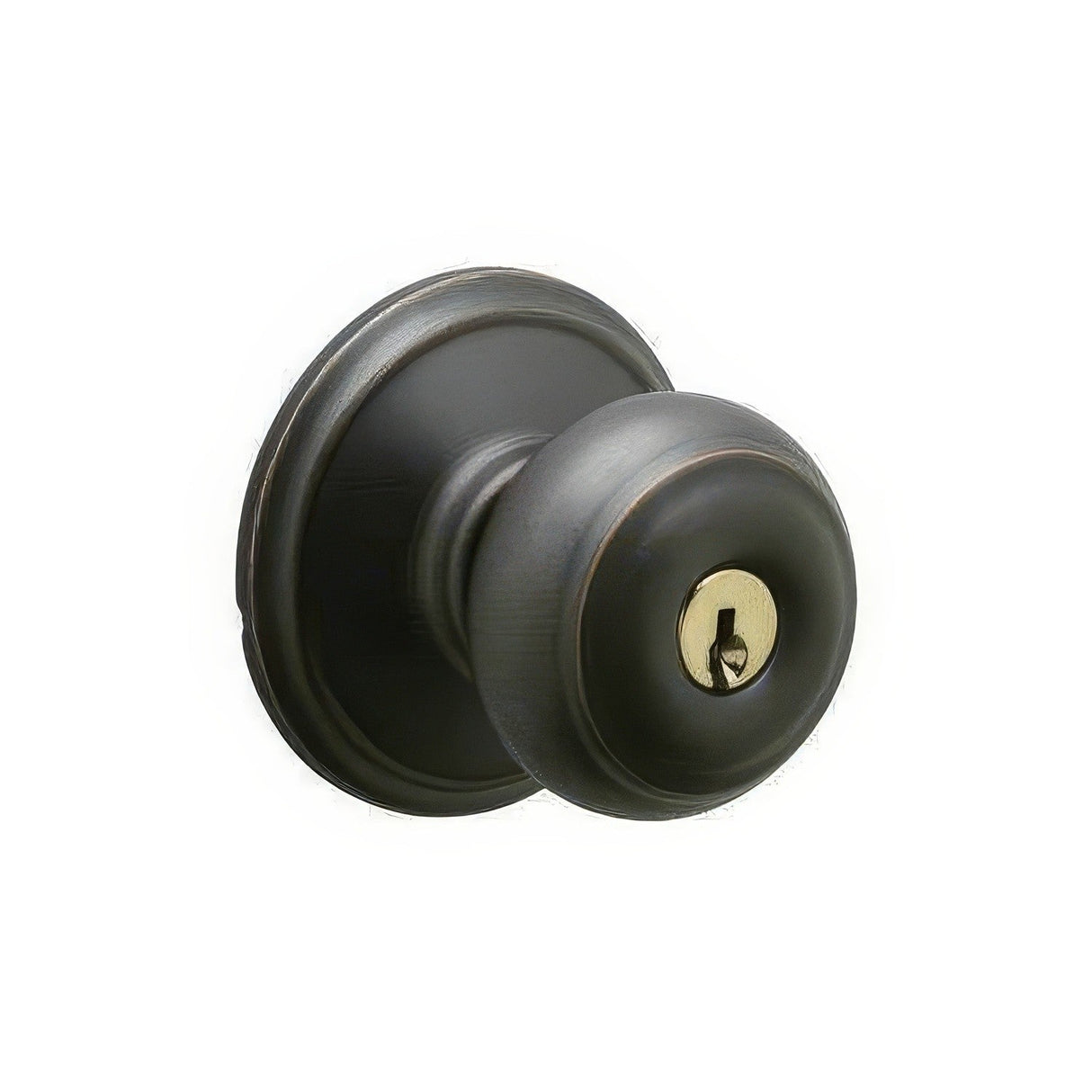 Schlage F51AGEO716 aged bronze keyed entry door knob