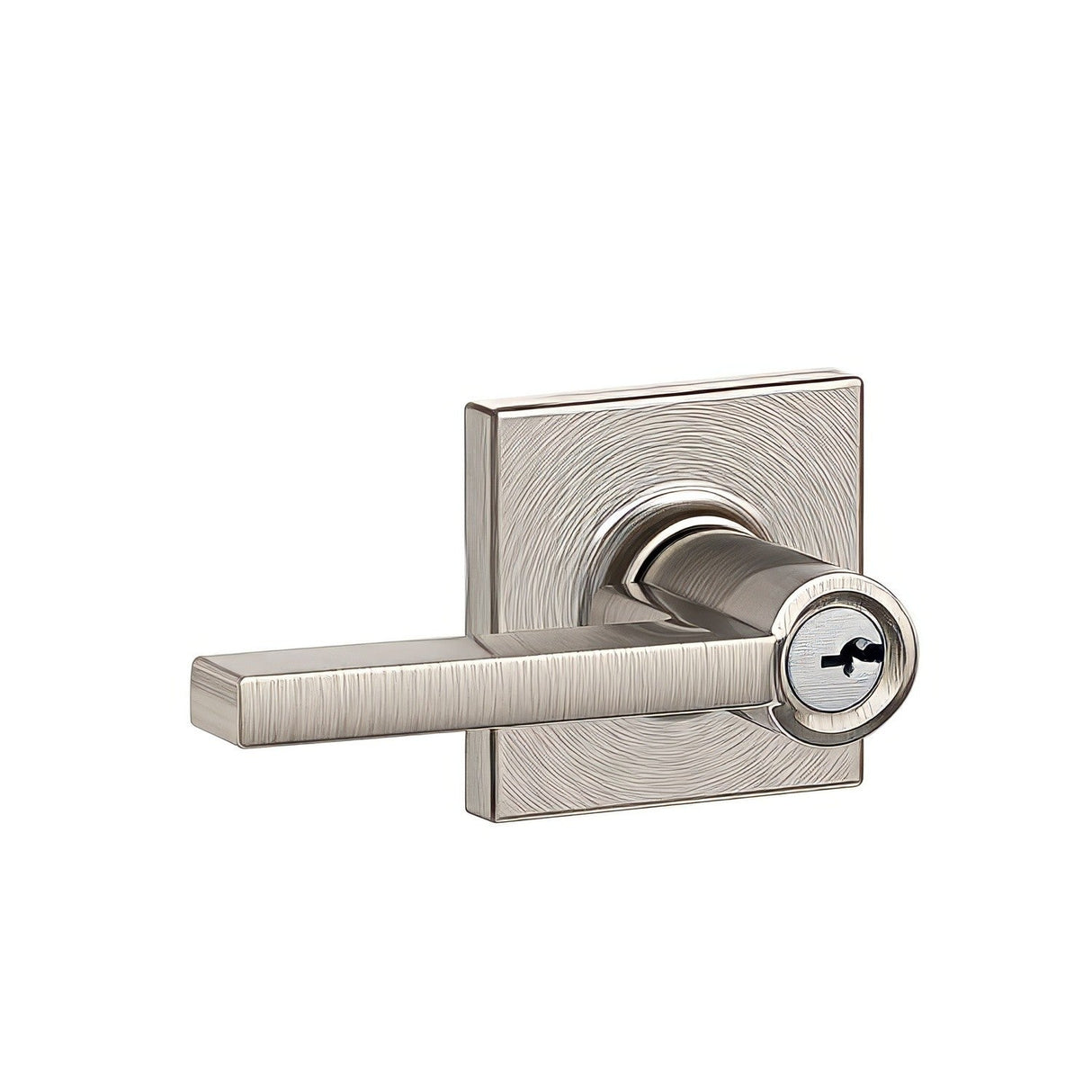 Schlage F51ALAT619COL satin nickel keyed entry door lever