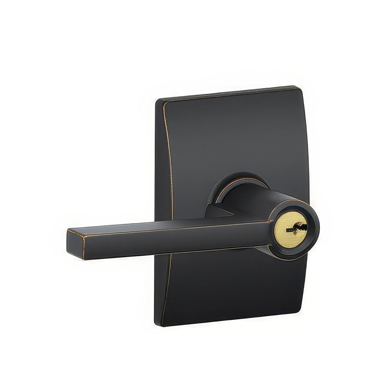 Schlage F51ALAT716CEN aged bronze keyed entry door lever