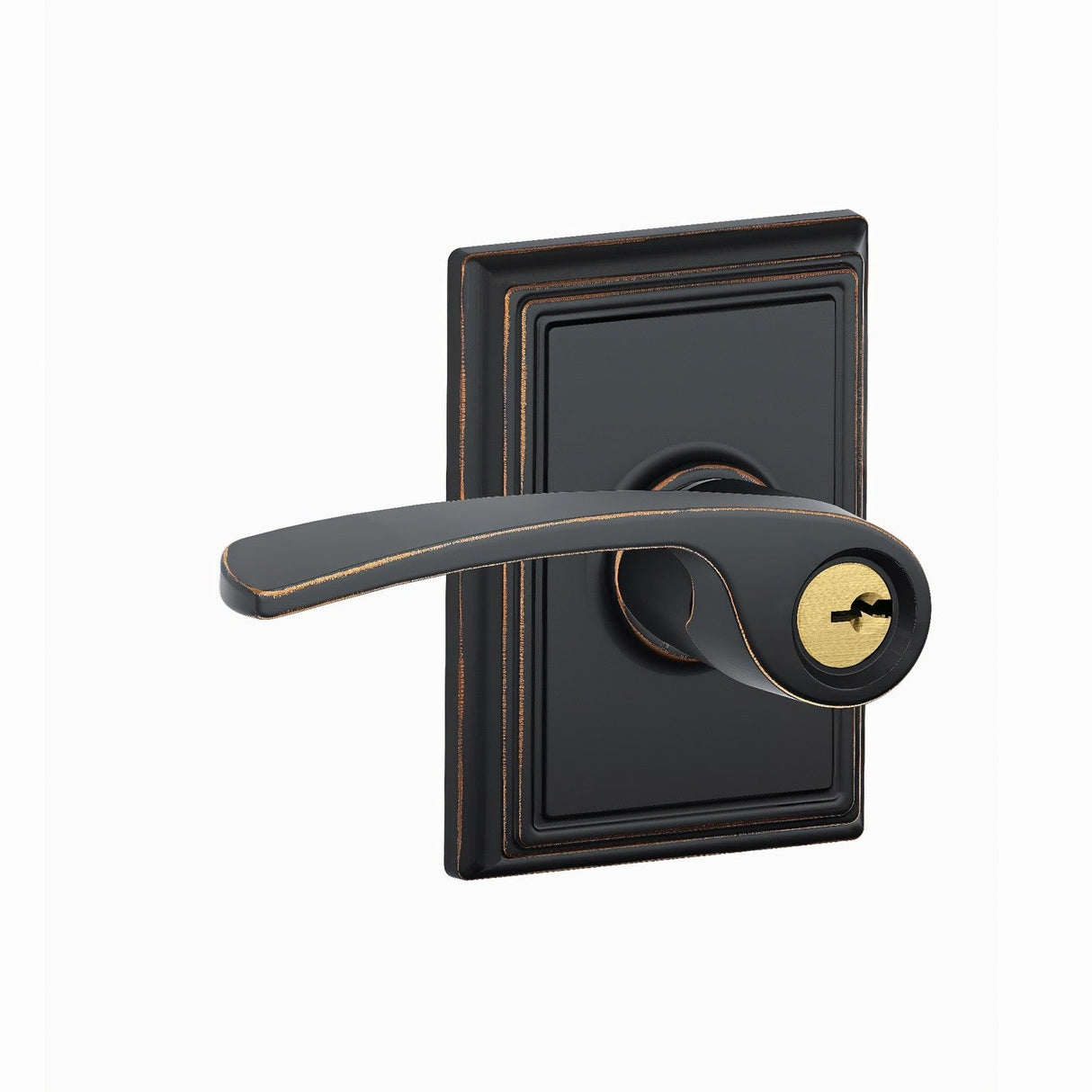 Schlage F51AMER716ADD Merano with Addison Rose Keyed Entry Door Lever Aged Bronze
