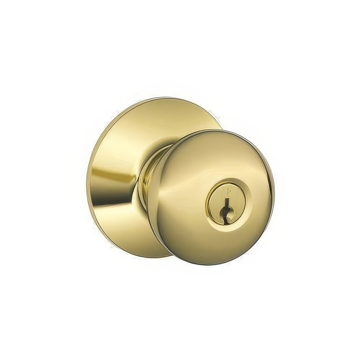 Schlage F51APLY605 polished brass keyed entry door knob