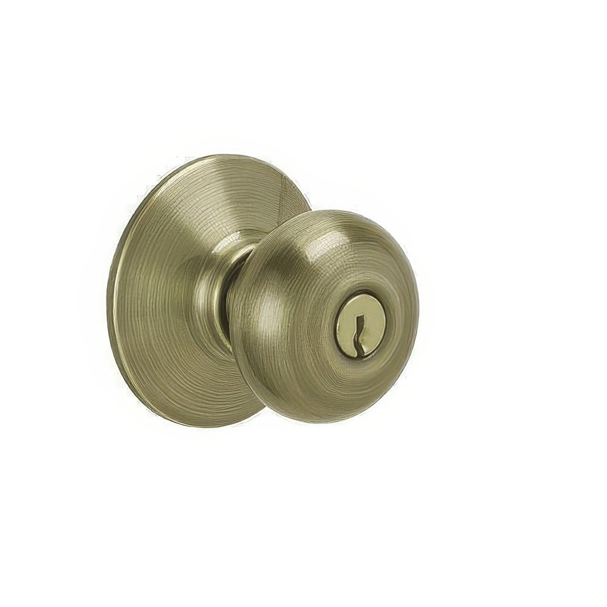 Schlage F51APLY609 antique brass keyed entry door knob