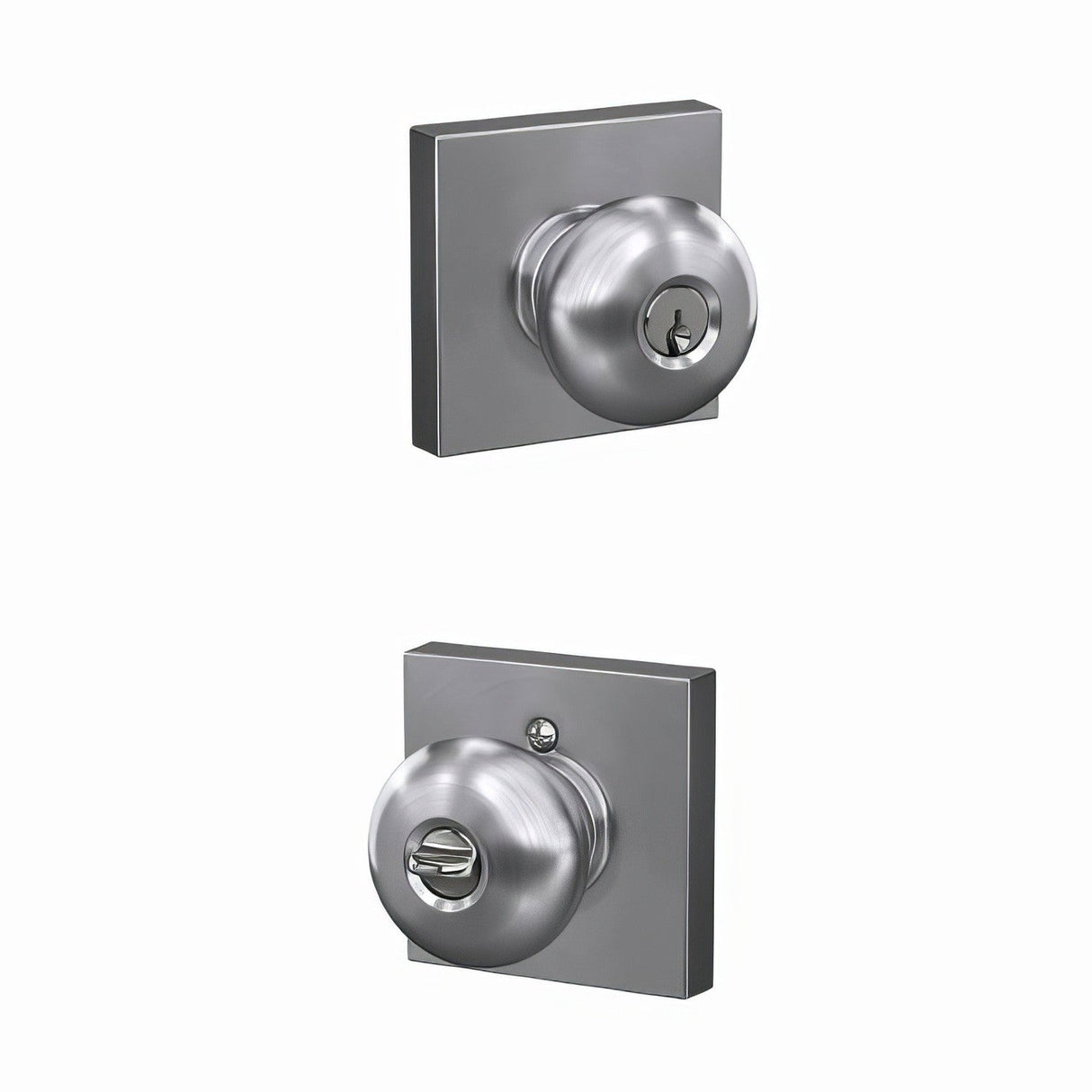 Schlage F51APLY626COL satin chrome keyed entry door knob