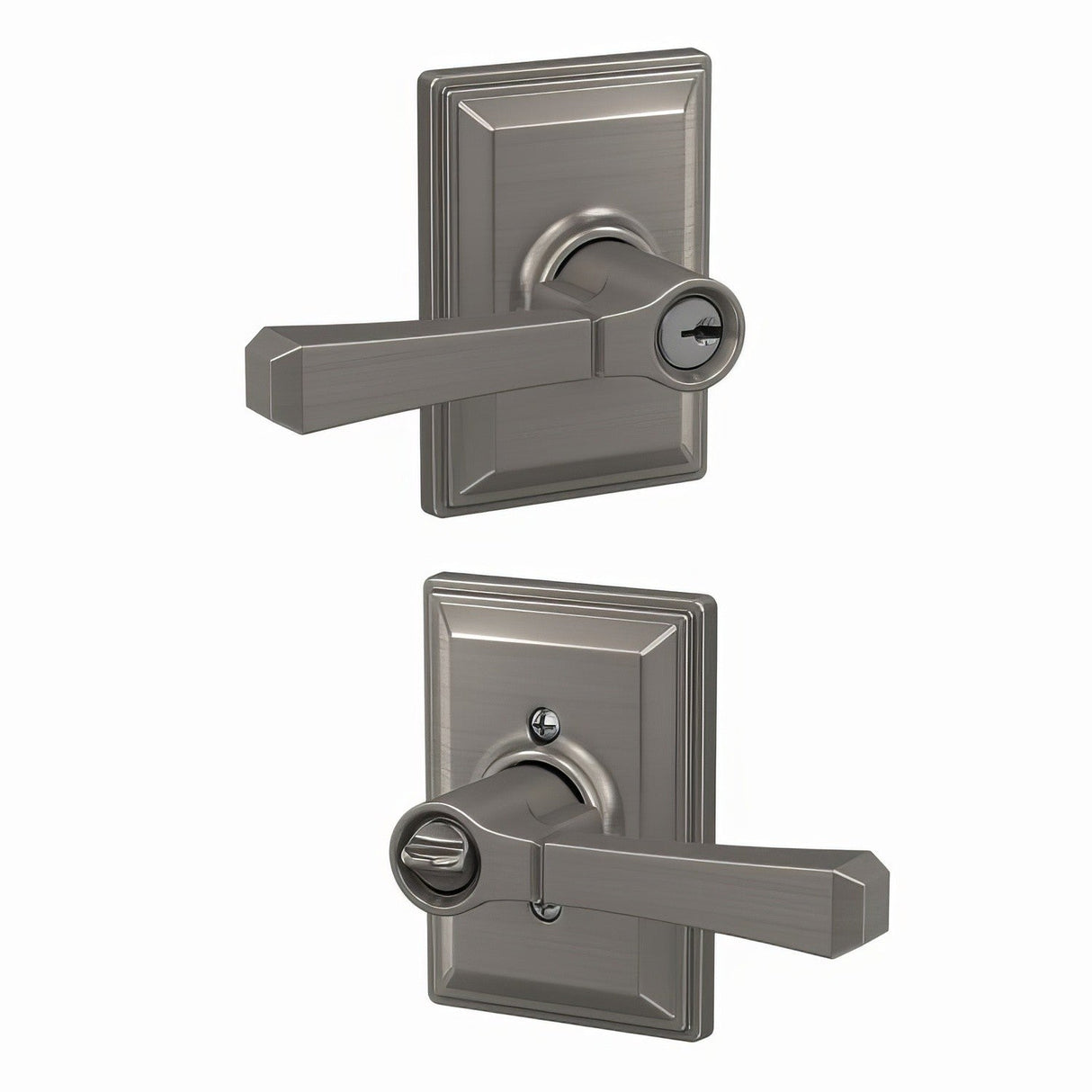 Schlage F51ARVT619GDV satin nickel keyed entry door lever