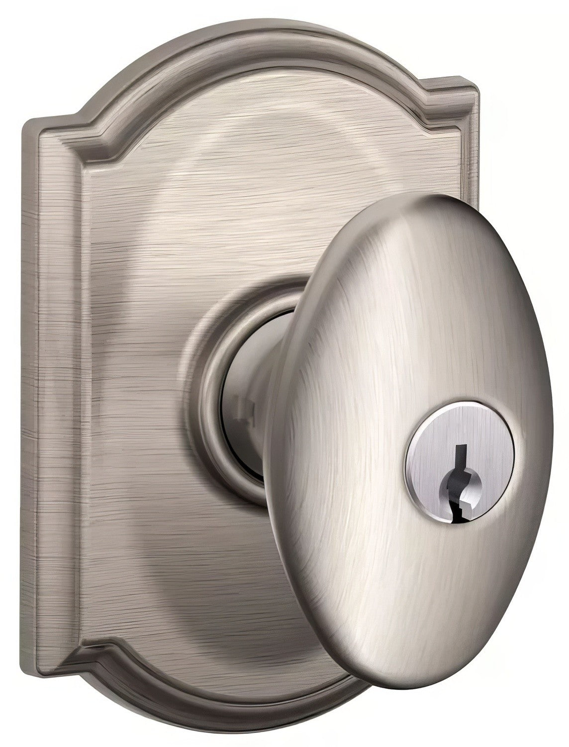 Schlage F51ASIE619CAM satin nickel keyed entry door knob