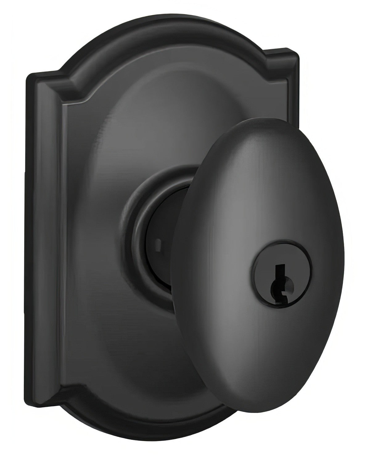 Schlage F51ASIE622CAM matte black keyed entry door knob