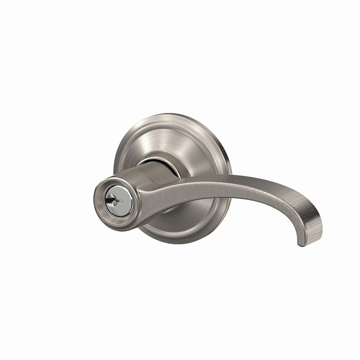 Schlage F51AWIT619ALD satin nickel keyed entry door lever