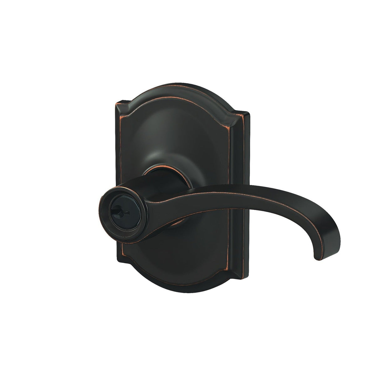 Schlage F51AWIT716CAM aged bronze keyed entry door lever