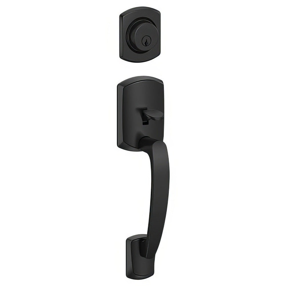 Schlage F58GRW622 matte black single cylinder handleset