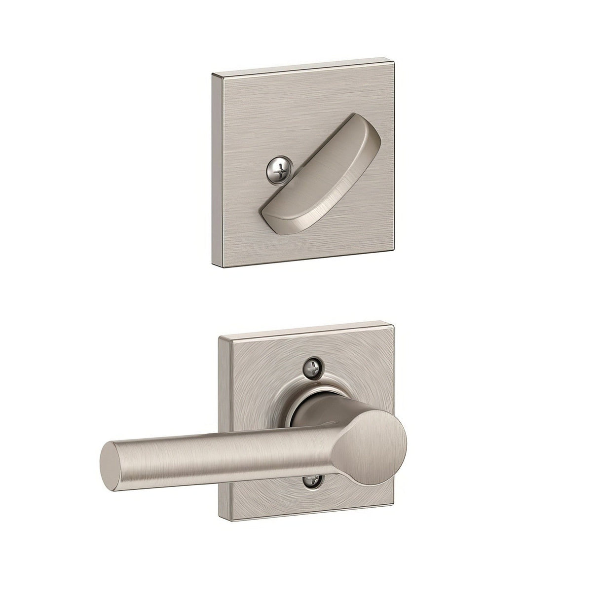 Schlage F59BRW619COL Broadway Lever with Collins Rose Interior Active Handleset Trim Satin Nickel