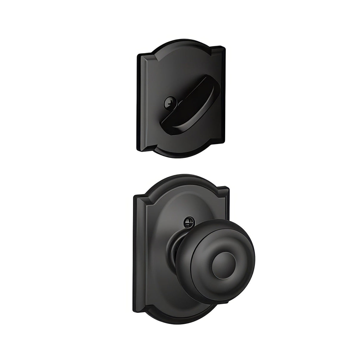 Schlage F59GEO622CAM matte black dummy interior pack