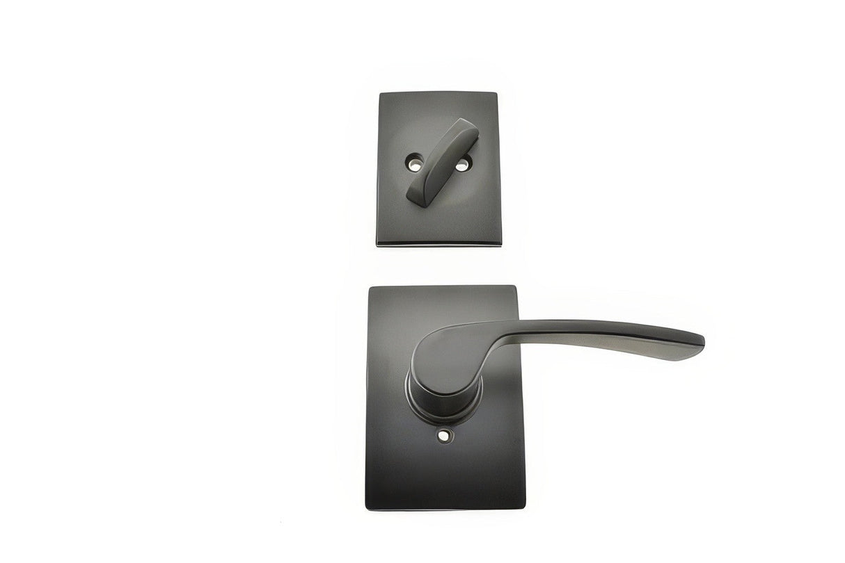Schlage F59MER622CENLH matte black interior pack lever