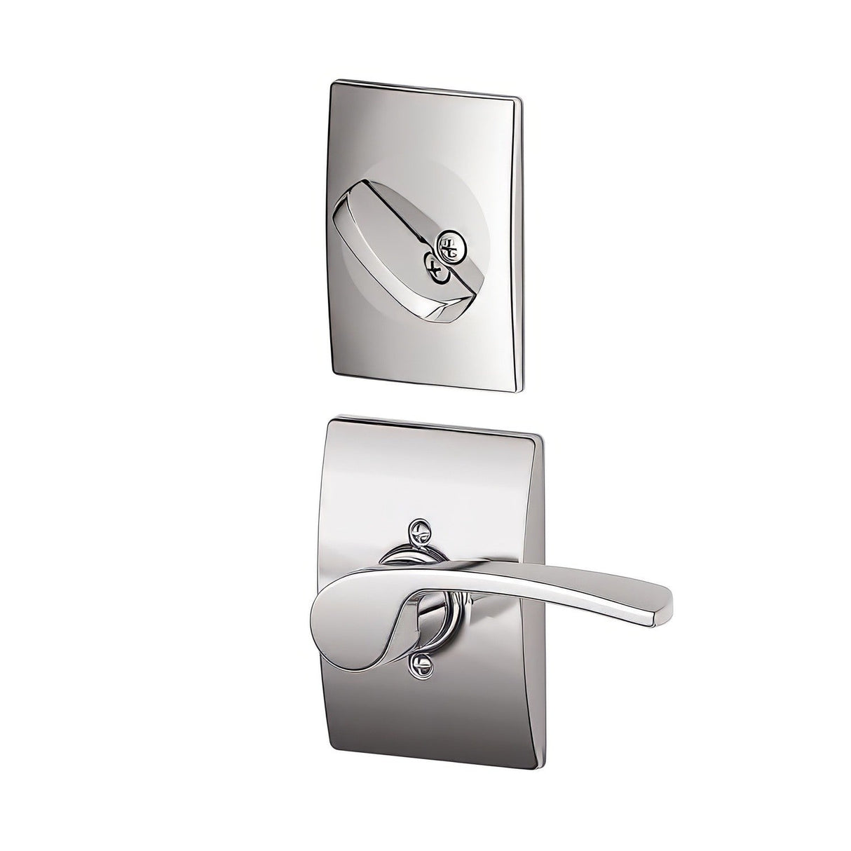 Schlage F59MER625CENLH bright chrome interior pack lever