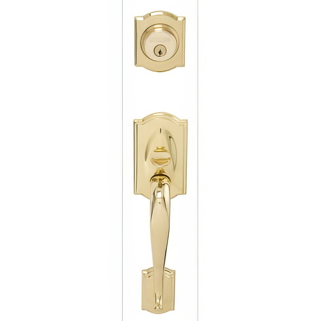 Schlage F62CAM505PLY lifetime polished brass double cylinder handleset