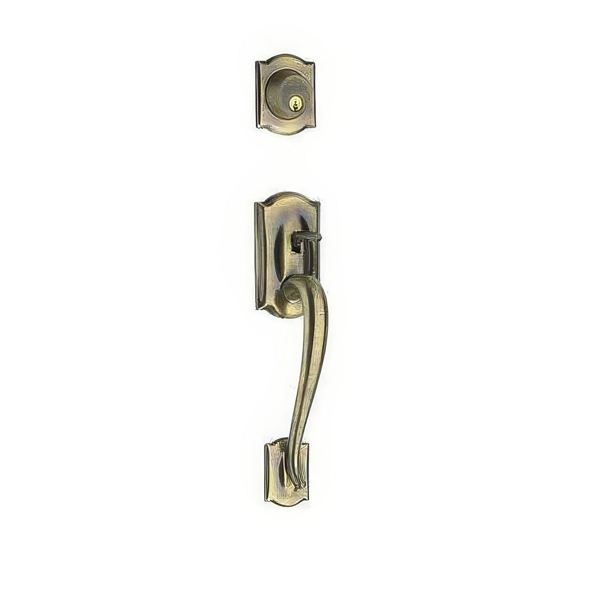Schlage F62CAM609GEO antique brass double cylinder handleset