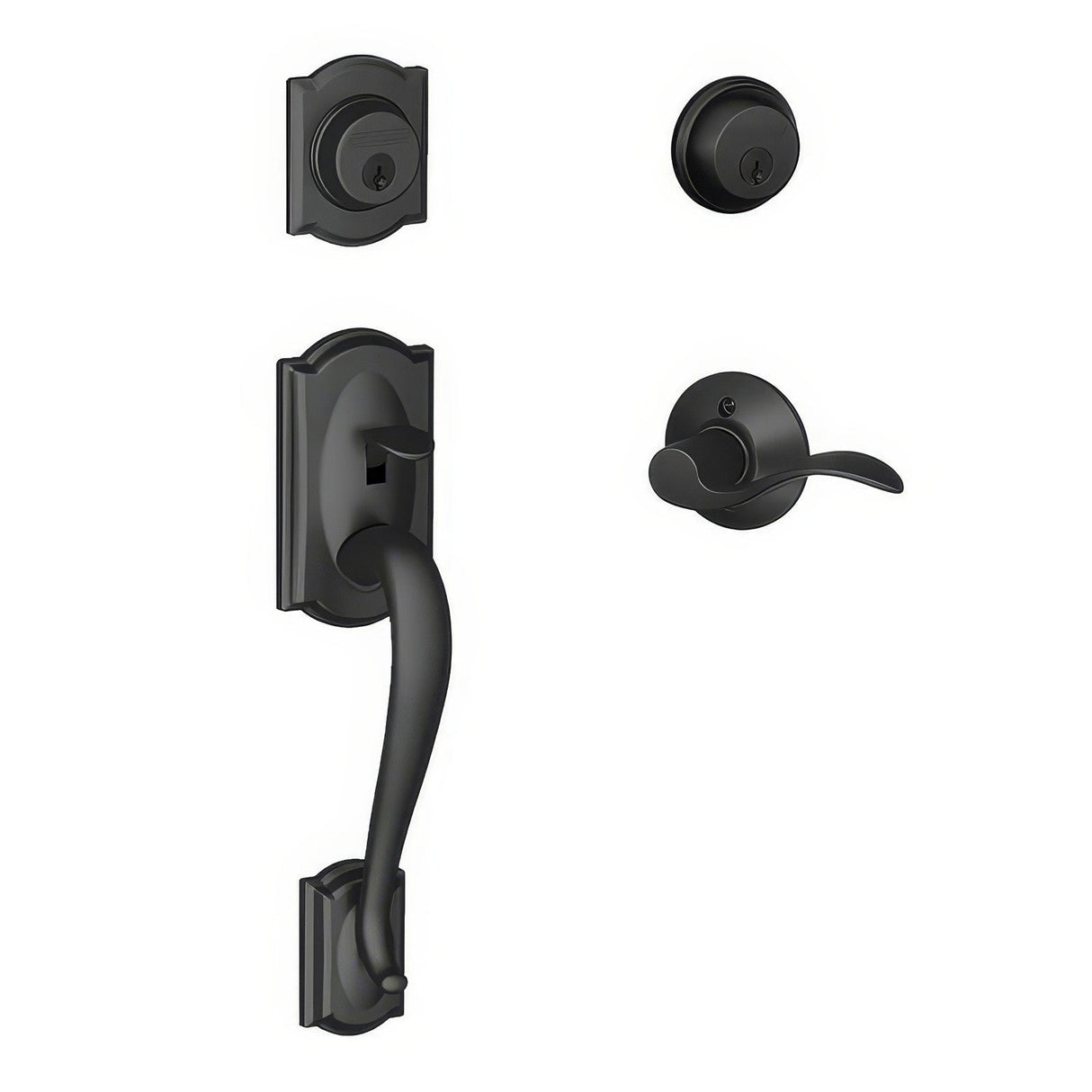 Schlage F62CAM622ACCLH matte black double cylinder handleset