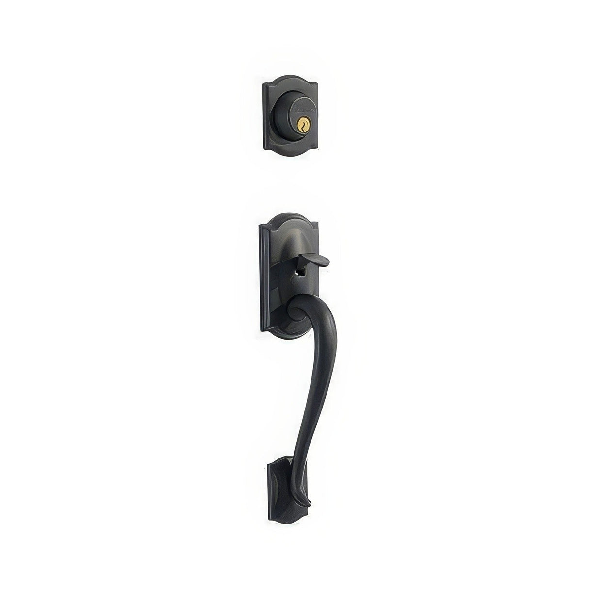Schlage F62CAM622GEO matte black double cylinder handleset
