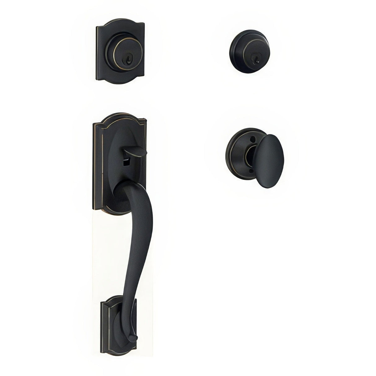 Schlage F62CAM716SIE aged bronze double cylinder handleset