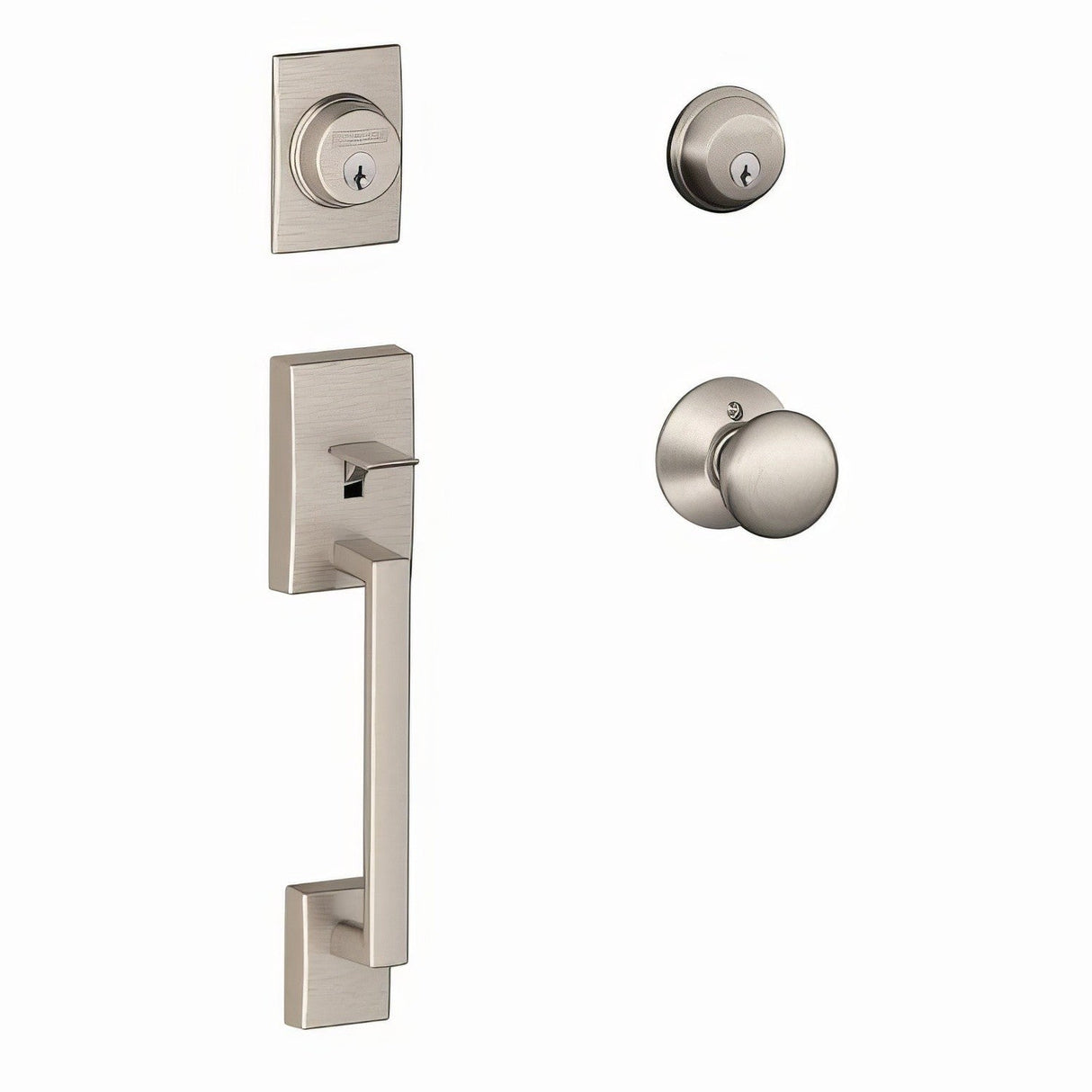 Schlage F62CEN619PLY satin nickel double cylinder handleset