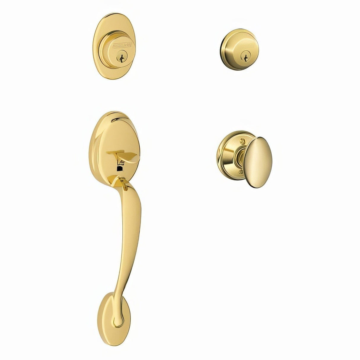 Schlage F62PLY505SIE lifetime polished brass double cylinder handleset