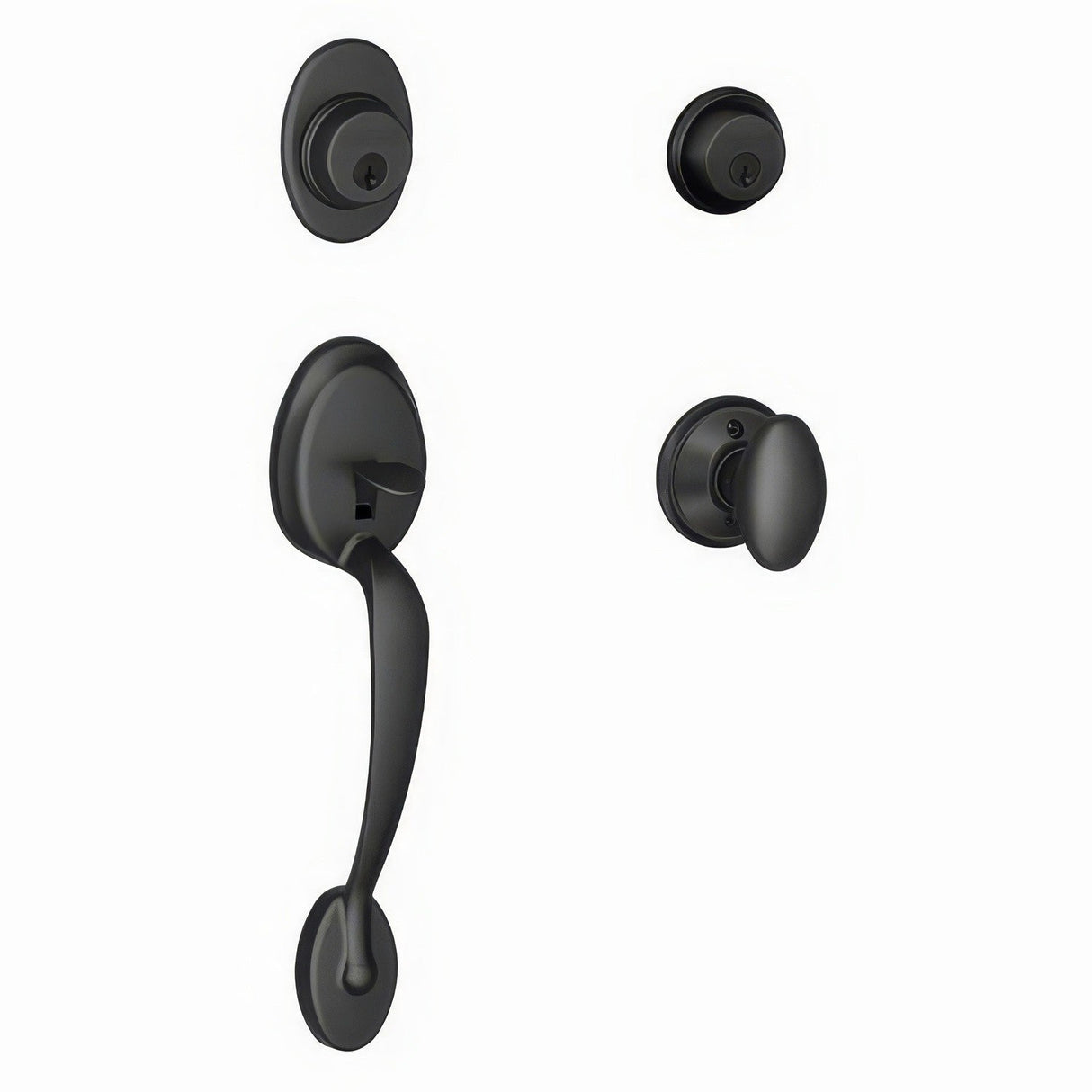 Schlage F62PLY622SIE matte black double cylinder handleset