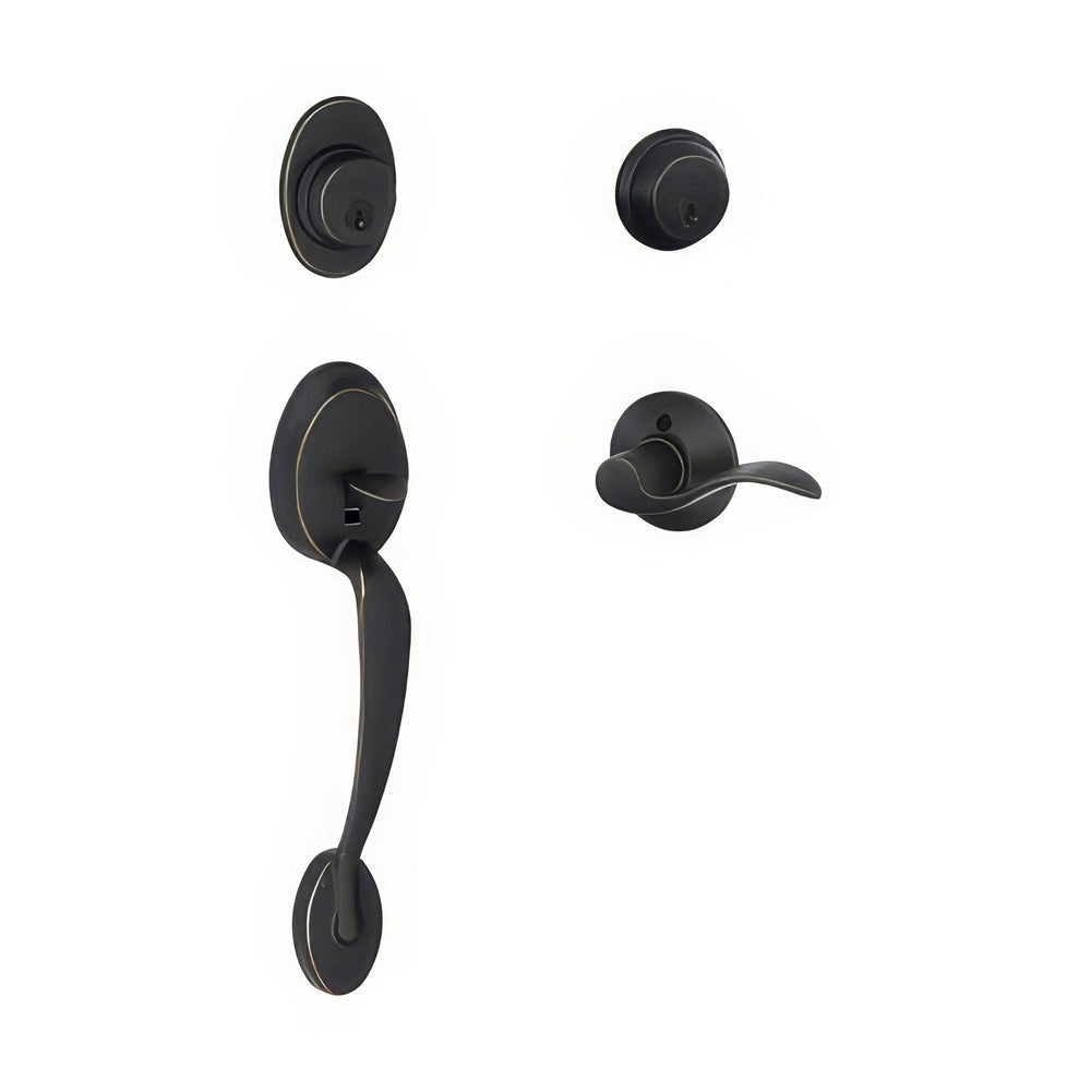 Schlage F62PLY716ACCLH aged bronze double cylinder handleset
