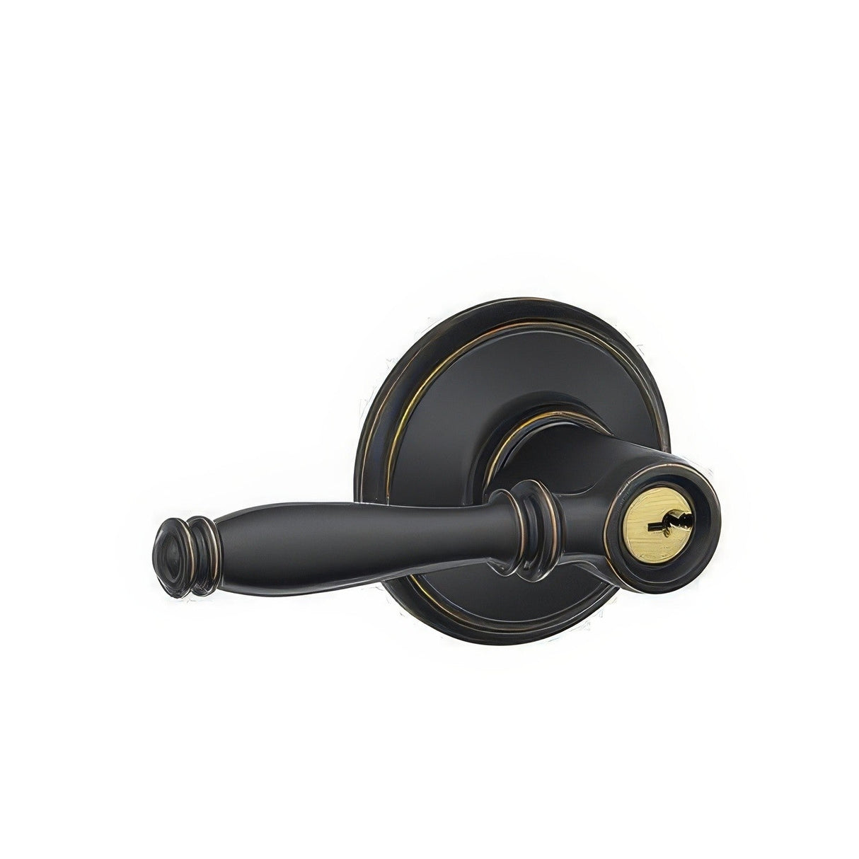 Schlage F80BIR716 F80-BIR Birmingham Keyed Storeroom Door Lever Aged Bronze