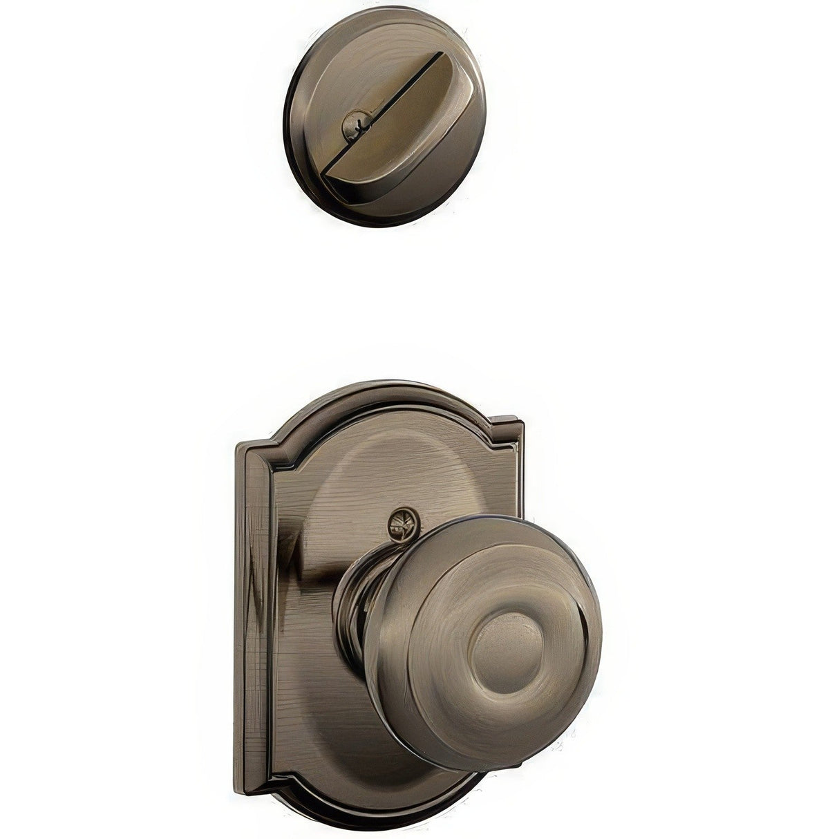 Schlage F94GEO620CAM antique pewter dummy interior pack