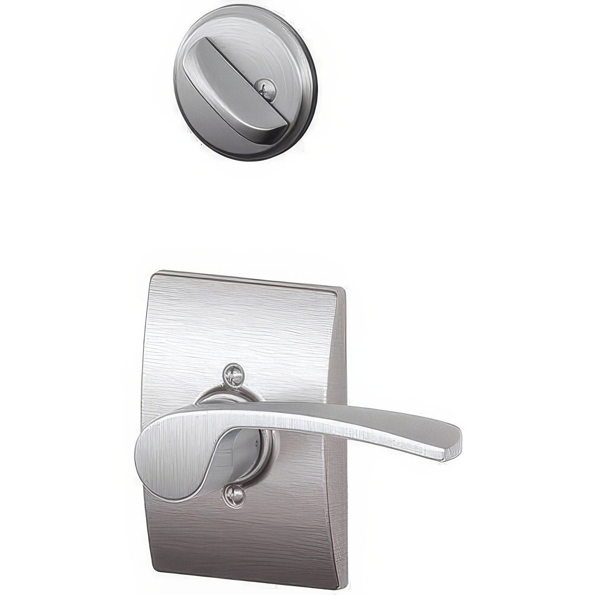Schlage F94MER626CENLH satin chrome dummy interior pack
