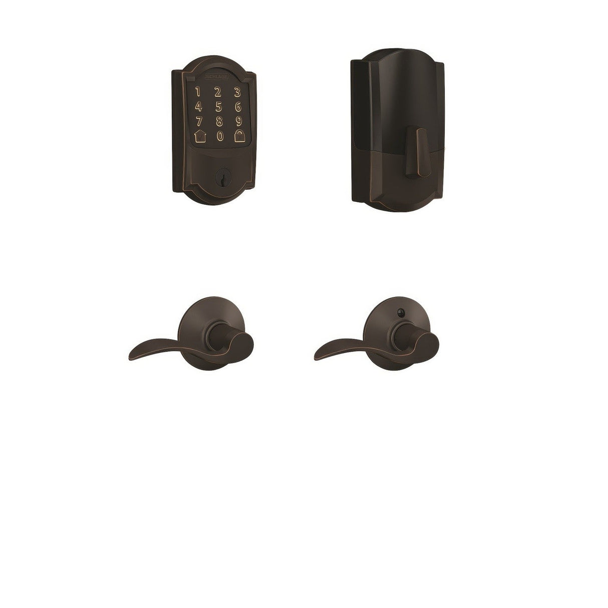 Schlage FBE489WBCCAM716ACC aged bronze touchscreen deadbolt