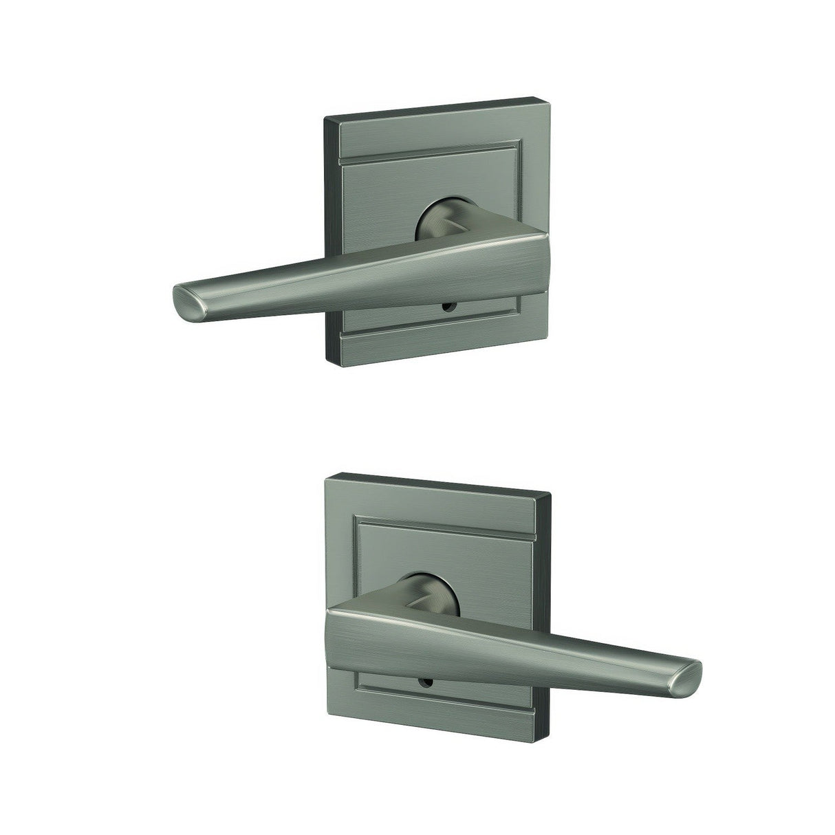 Schlage FC172ELR619ULD satin nickel pair of dummy door lever