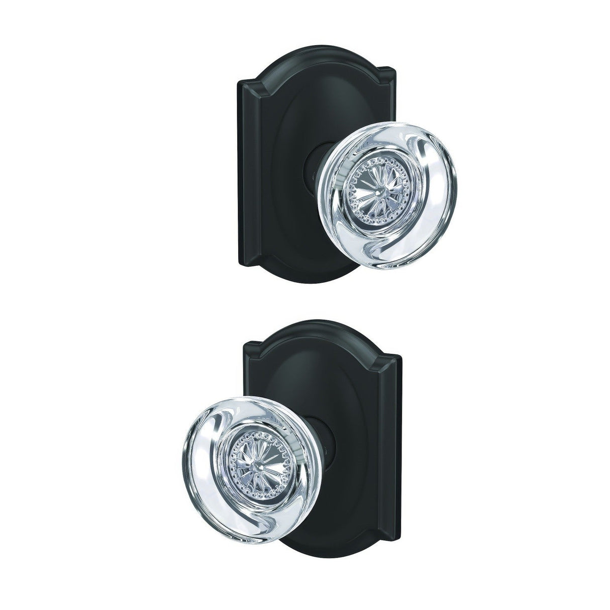 Schlage FC172HOB622CAM matte black pair of dummy door knob