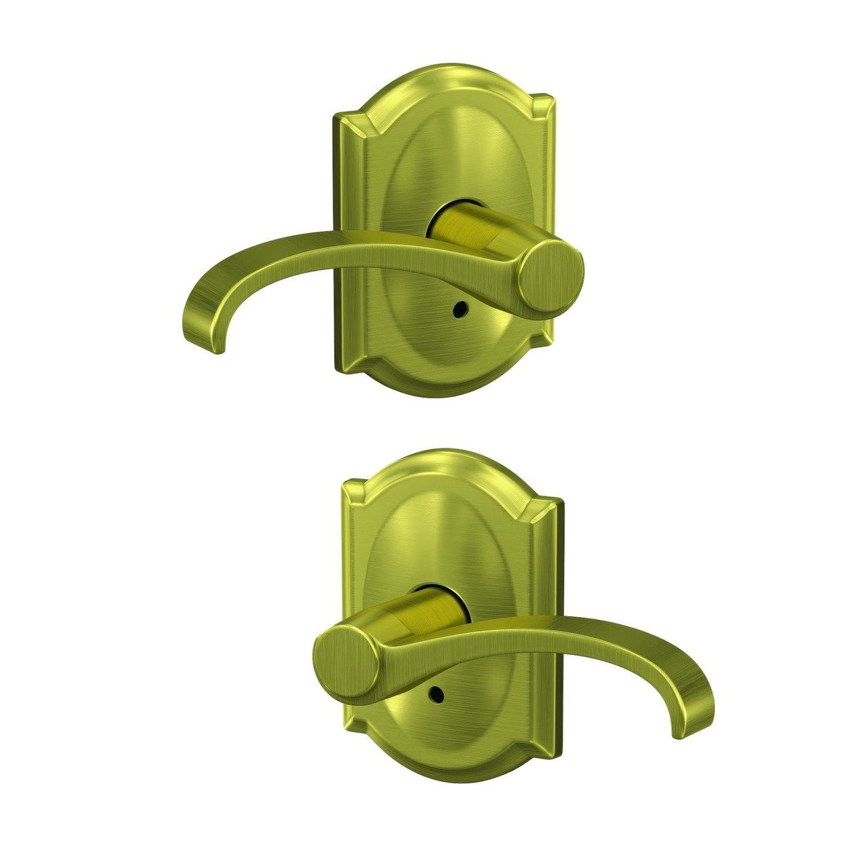 Schlage FC172WIT608CAM satin brass pair of dummy door lever