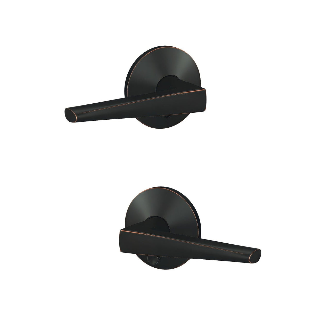 Schlage FC21ELR716KIN aged bronze passage & privacy door lever