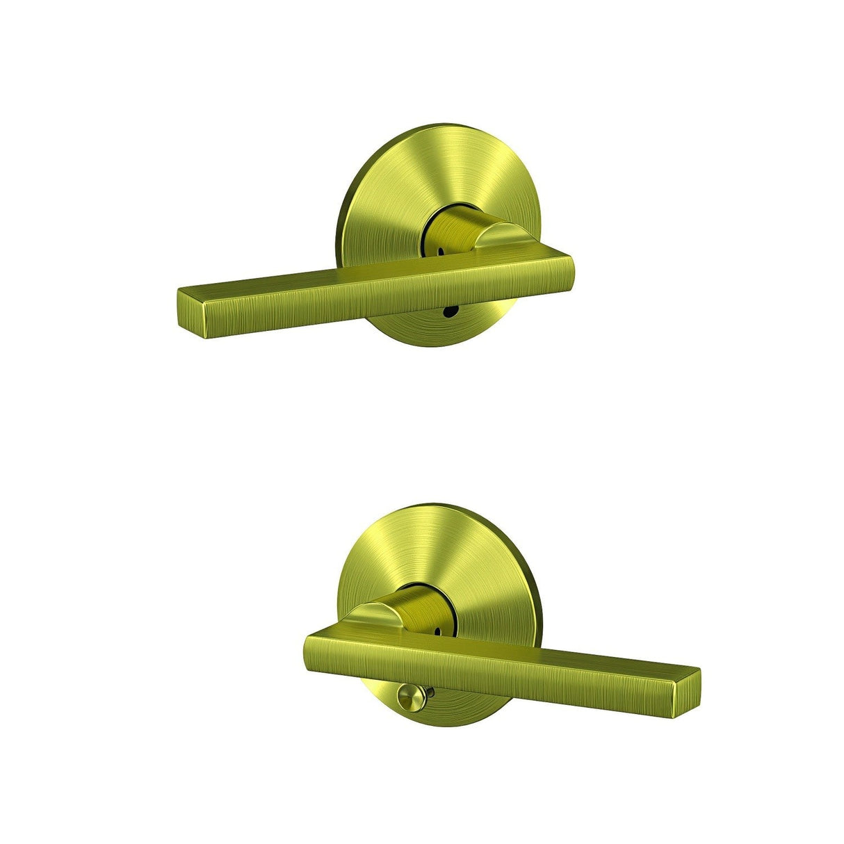 Schlage FC21LAT608KIN satin brass passage & privacy door lever